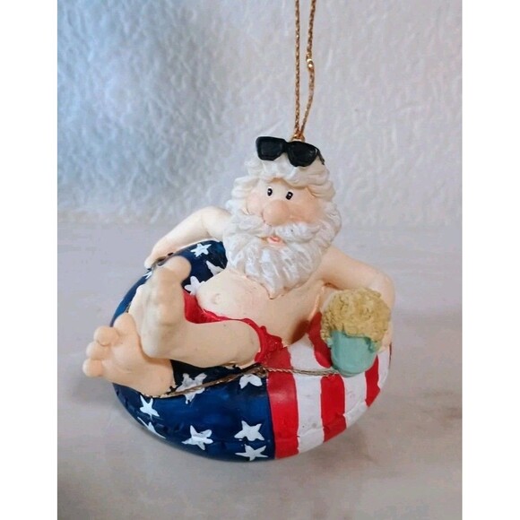 Unbranded Other - Vintage Christmas Ornament Summertime/Beach Santa Floating The River - American
